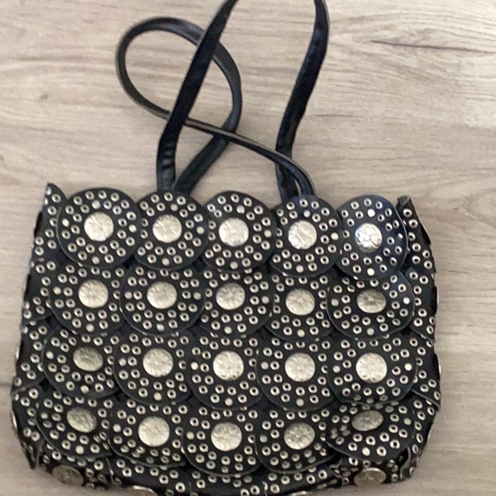 Chico's Black Studded Circle Accent Shoulder Bag